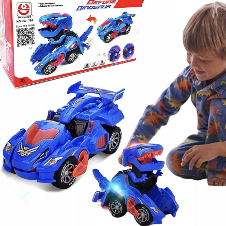 

Dinozaur Auto Robot Gra Świeci Jeździ Samochód