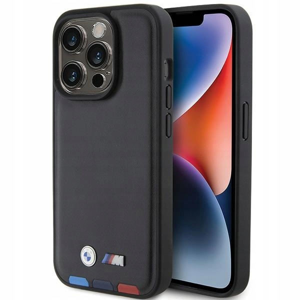 Etui Bmw Leather Stamp Tricolor do iPhone 15 Pro czarne Bmw