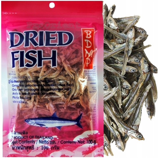 

Suszone Rybki Małe Sardele Anchois 100g Tajskie