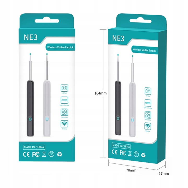 SMART OTOSKOP KAMERA CZYSZCZENIE USZU WOSK WIFI HD APLIKACJA ENDOSKOP CE Wyrób medyczny nie