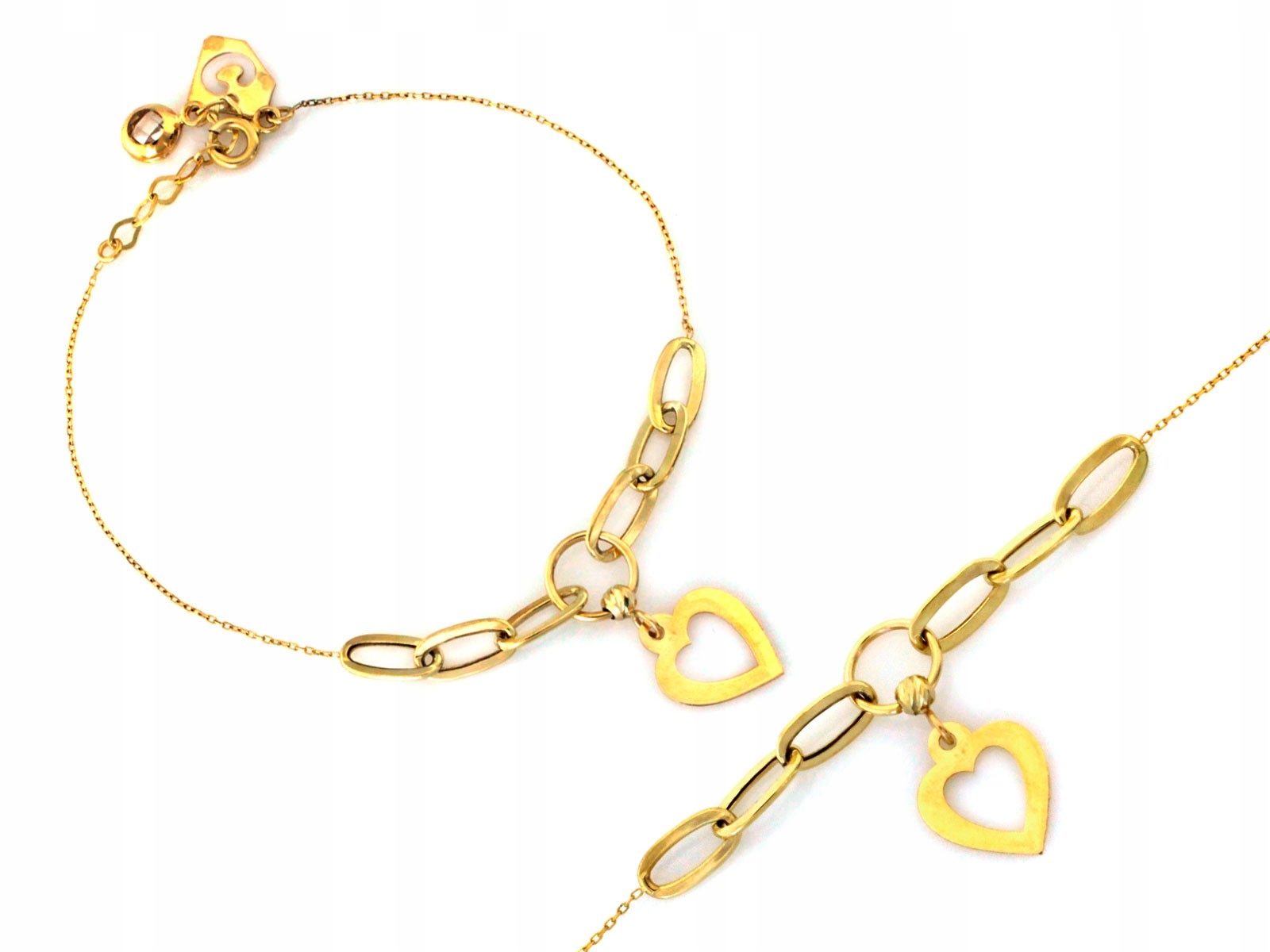 Zlatý náramek se srdcem 585 14k Zirkony 1.88g pro ženu R18