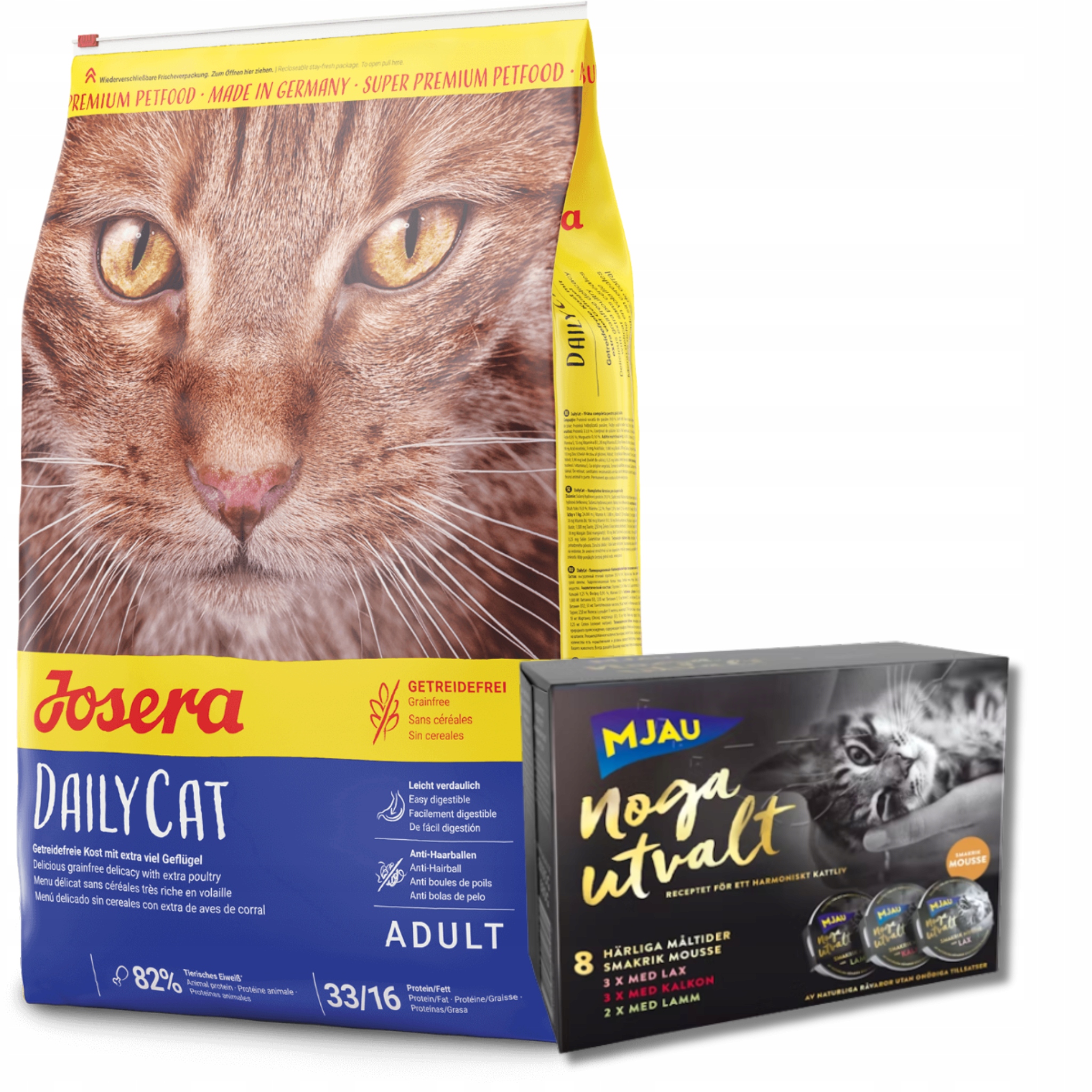 Josera DailyCat 10kg Zestaw 8 saszetek po 100g (4xTuńczyk,4xŁosoś)