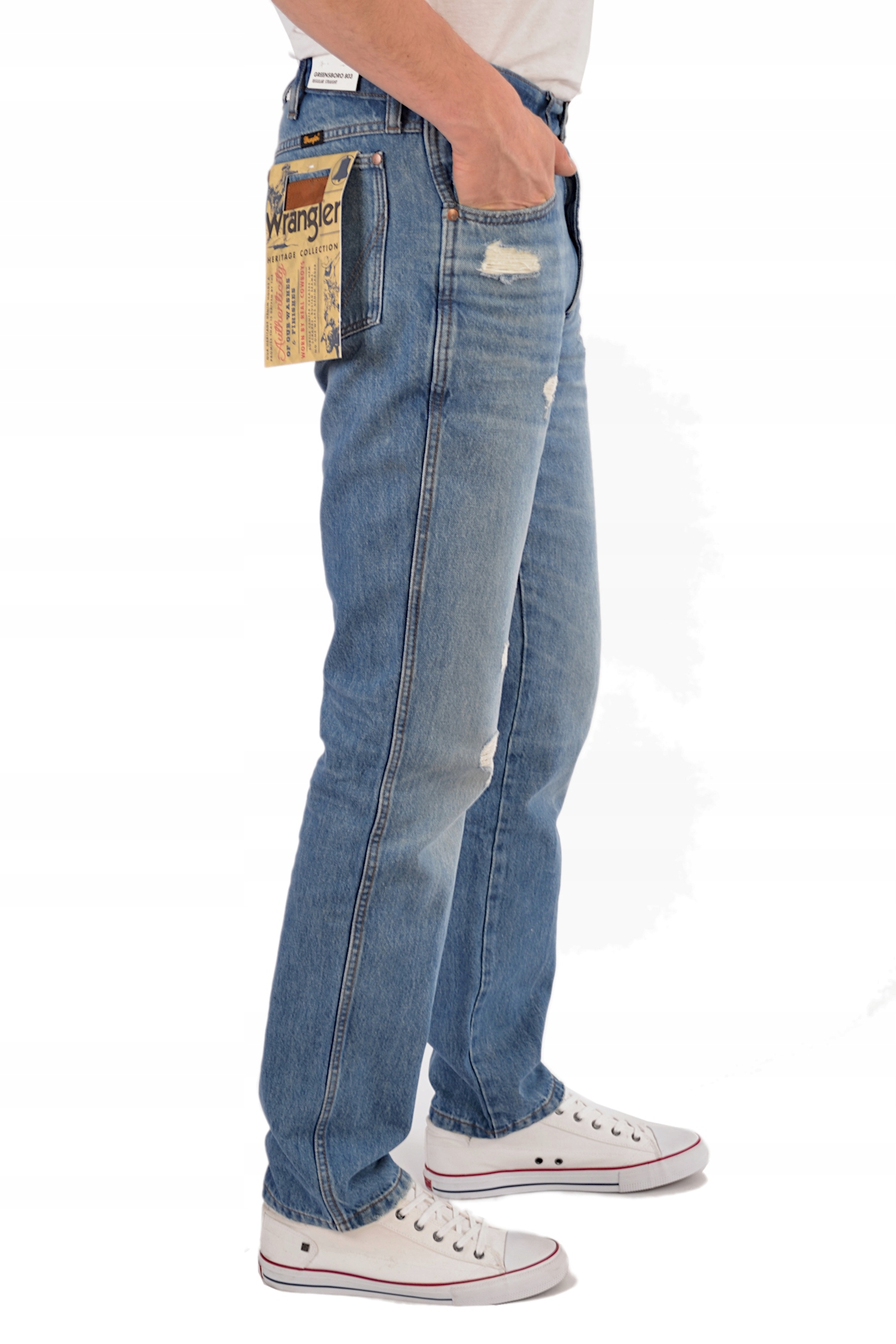 WRANGLER GREENSBORO 803 FADED BLUE JEANSY W36 L34 Rozmiar 36/34