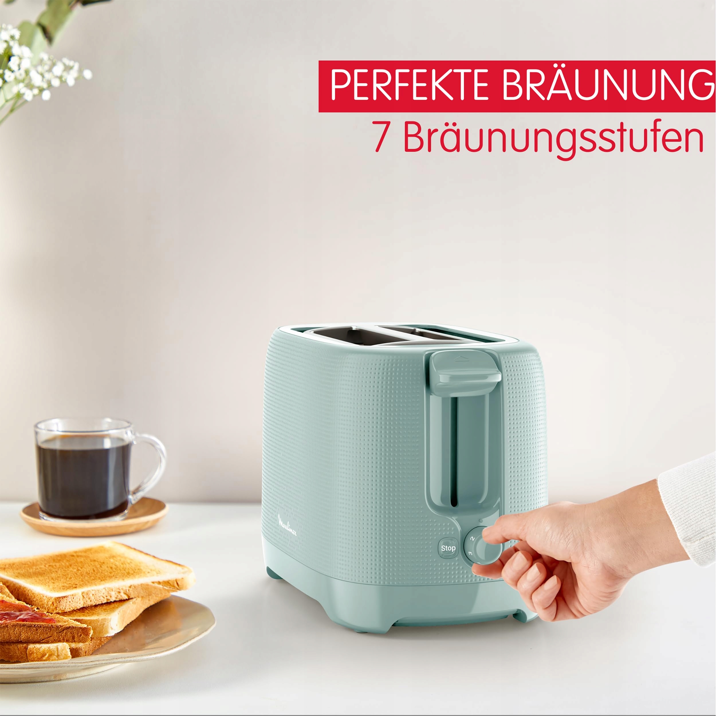 MOULINEX Toster 2 Kromki, 7 Stopni, Szerokie Szczeliny, Eukaliptus — miniatura 7