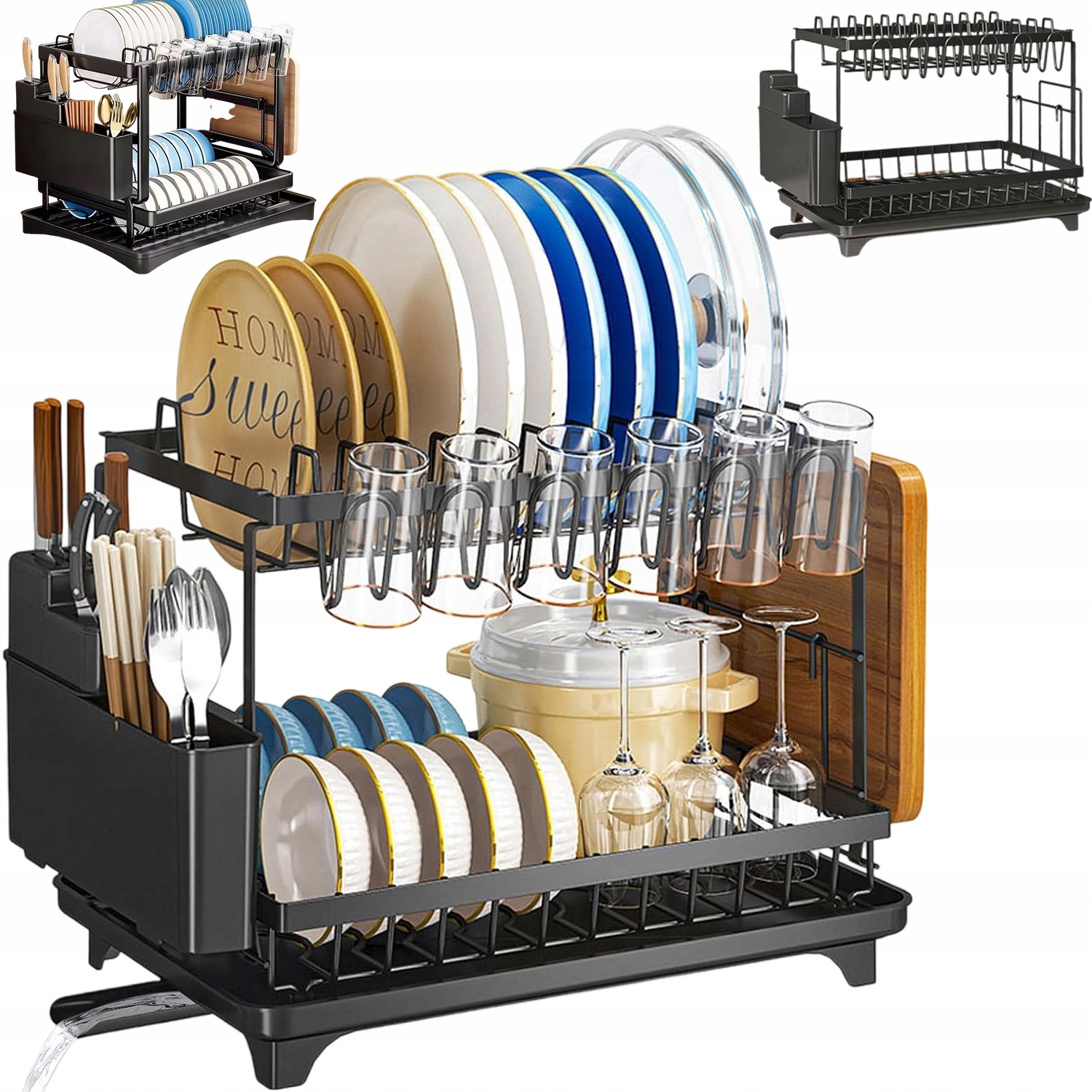 Levně Odkapávač Na Kuchyňské Nádobí S Podstavcem 42*32*30 CM, Černý