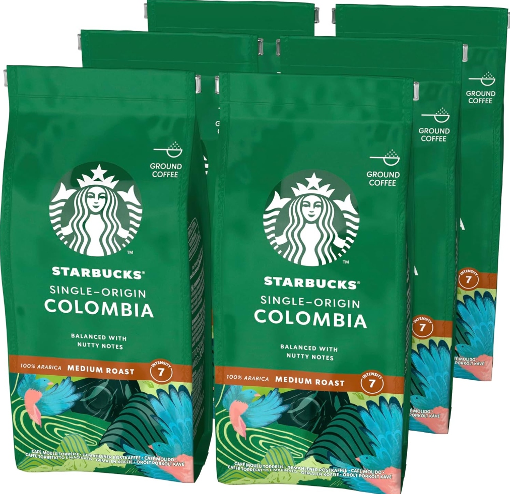 6x Kawa Mielona Starbucks 200 g Colombia Single-origin Medium Do Ekspresu