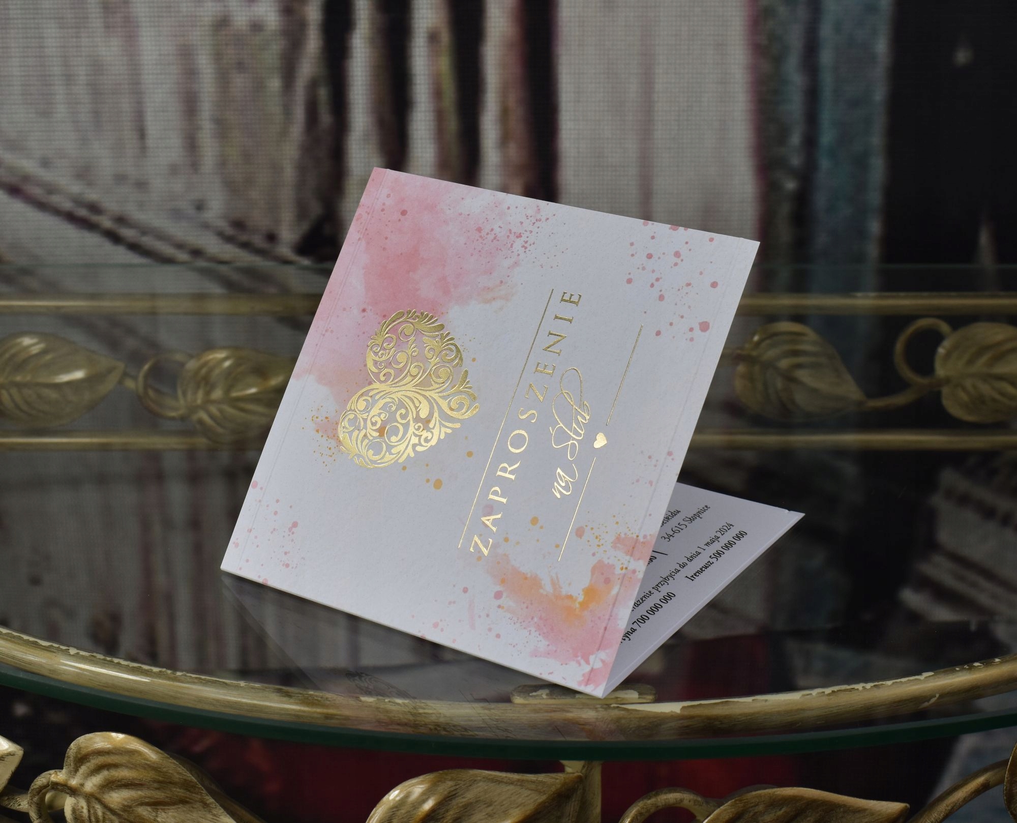 Zaproszenia na ślub kościelny, cywilny, złocone Marka inny