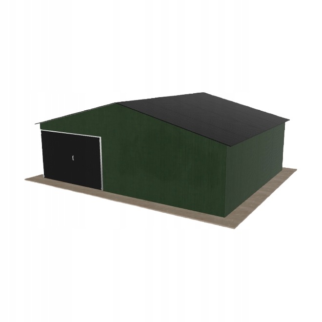Plechová garáž 7.5 x 6 m jednopolohová, dvouspádová, zelená