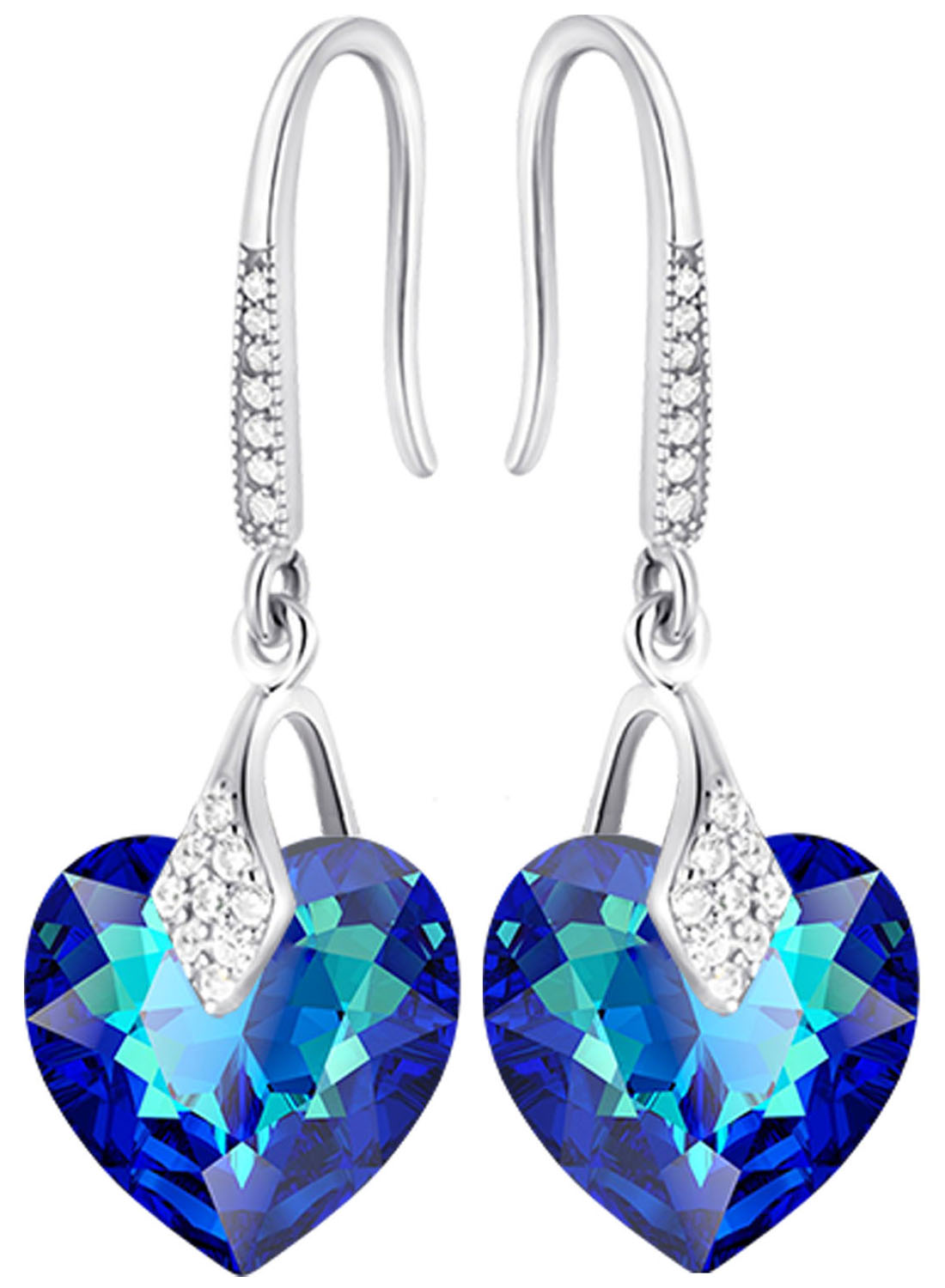 Stříbrné Náušnice Závěsné srdce Stříbro 925 jako Dárek Dlouhé pro ženu