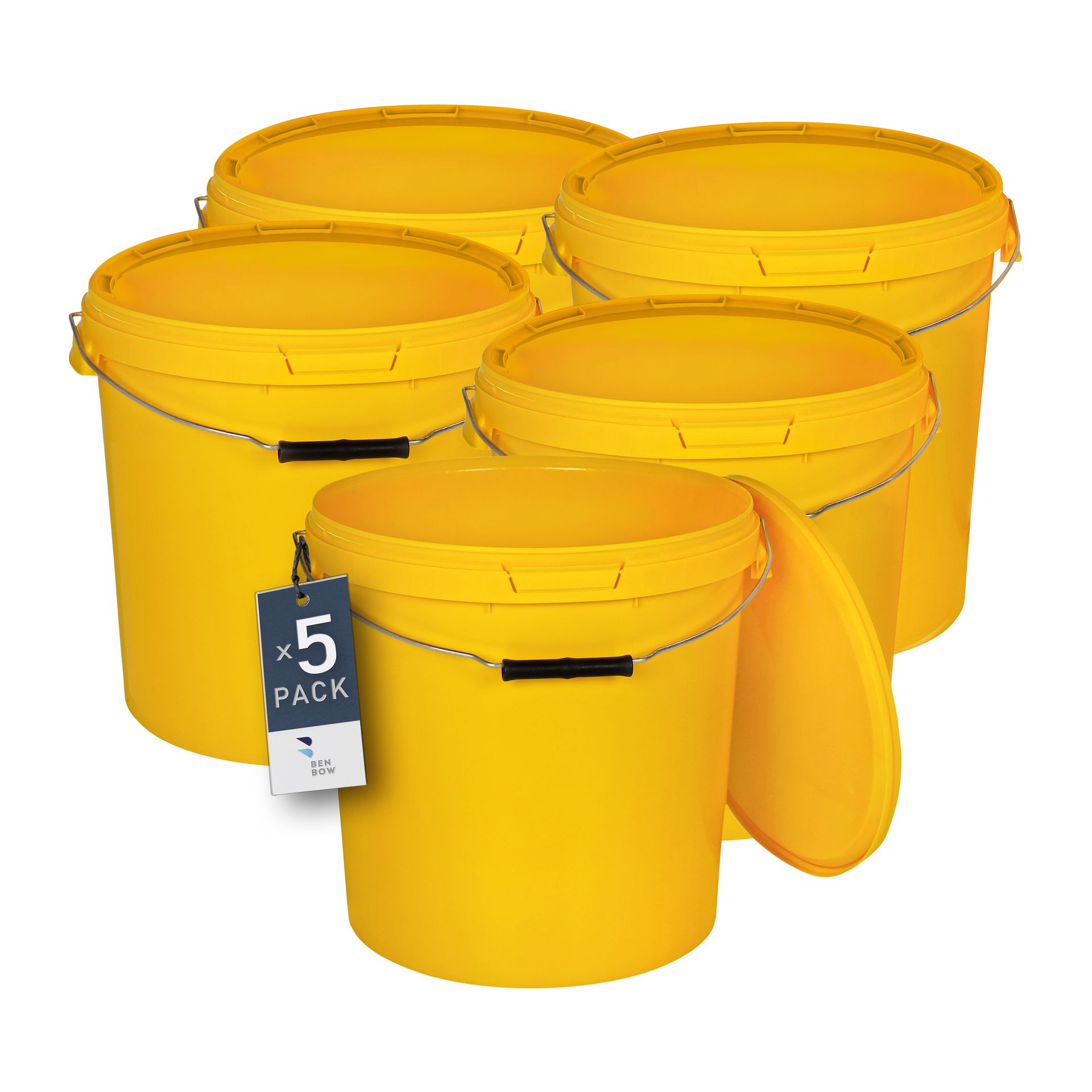 5x Kbelík na potraviny 20 l Žlutý s víkem