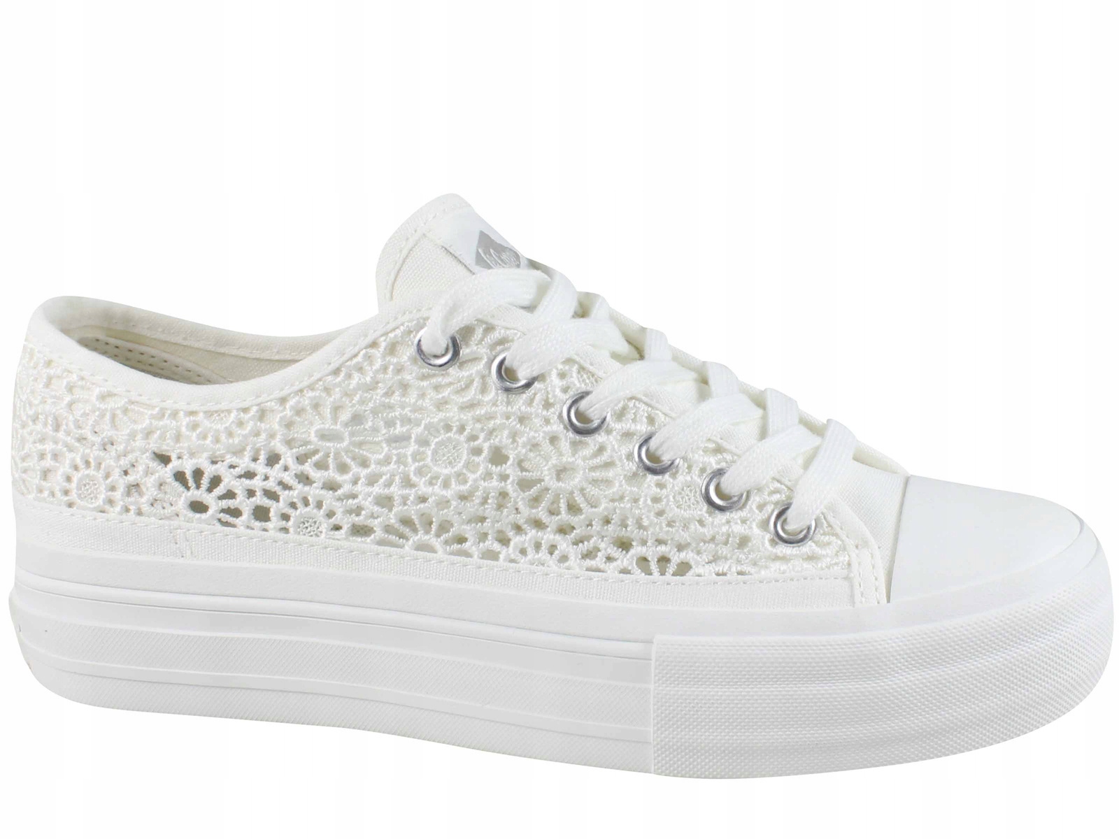 Lee Cooper Lcw 25 02 3292 Trampki Gruba Podeszwa Platforma Ażurowe Białe