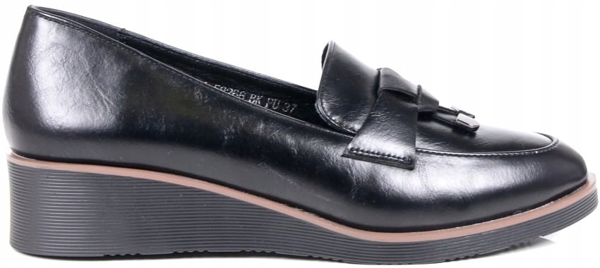 Polobotky Na Koturnu Černé Dámské Mokasíny Nazouvací Lehké A Pohodlné