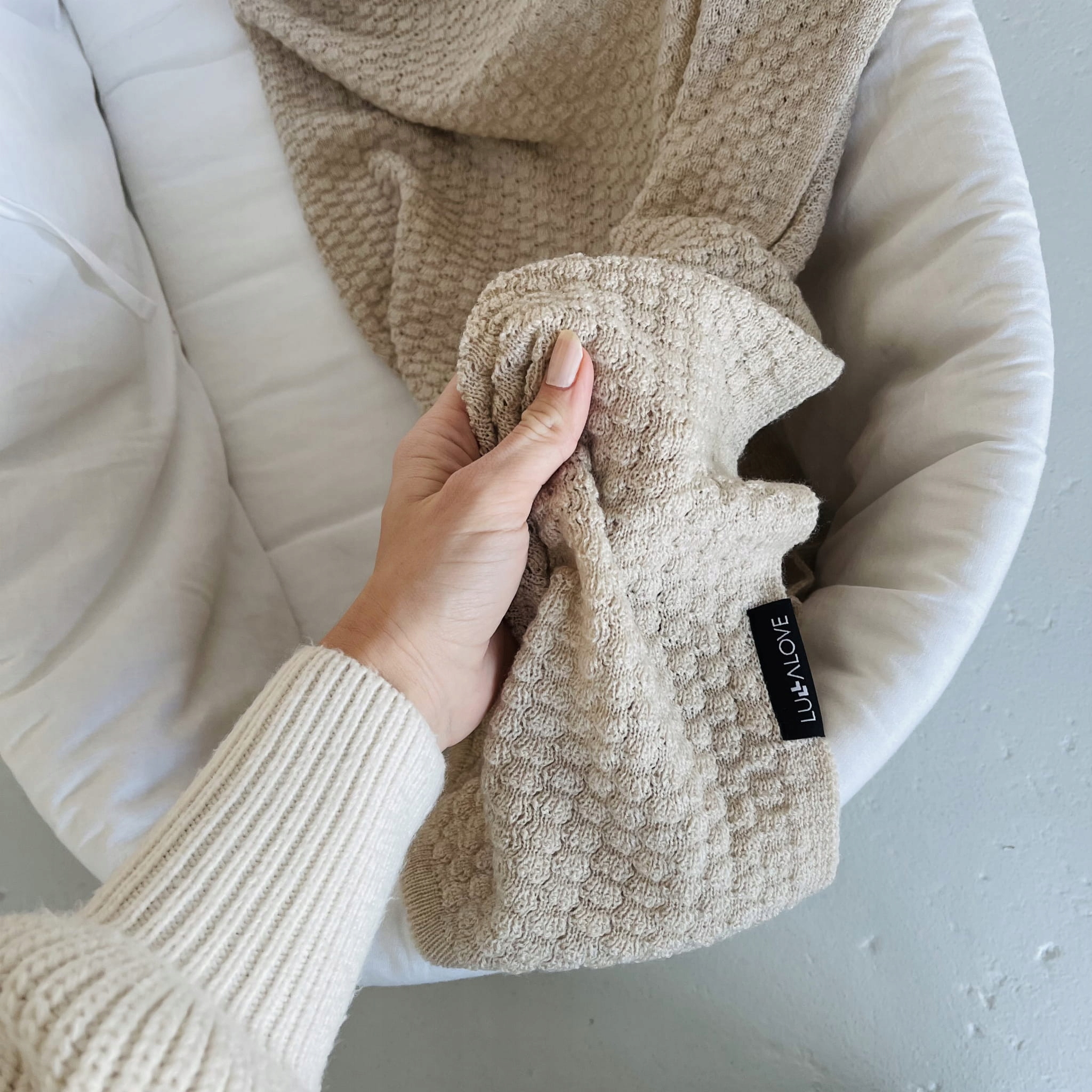 Kocyk otulacz z wełny MERINO beżowy LULLALOVE Kod producenta 5904121600536