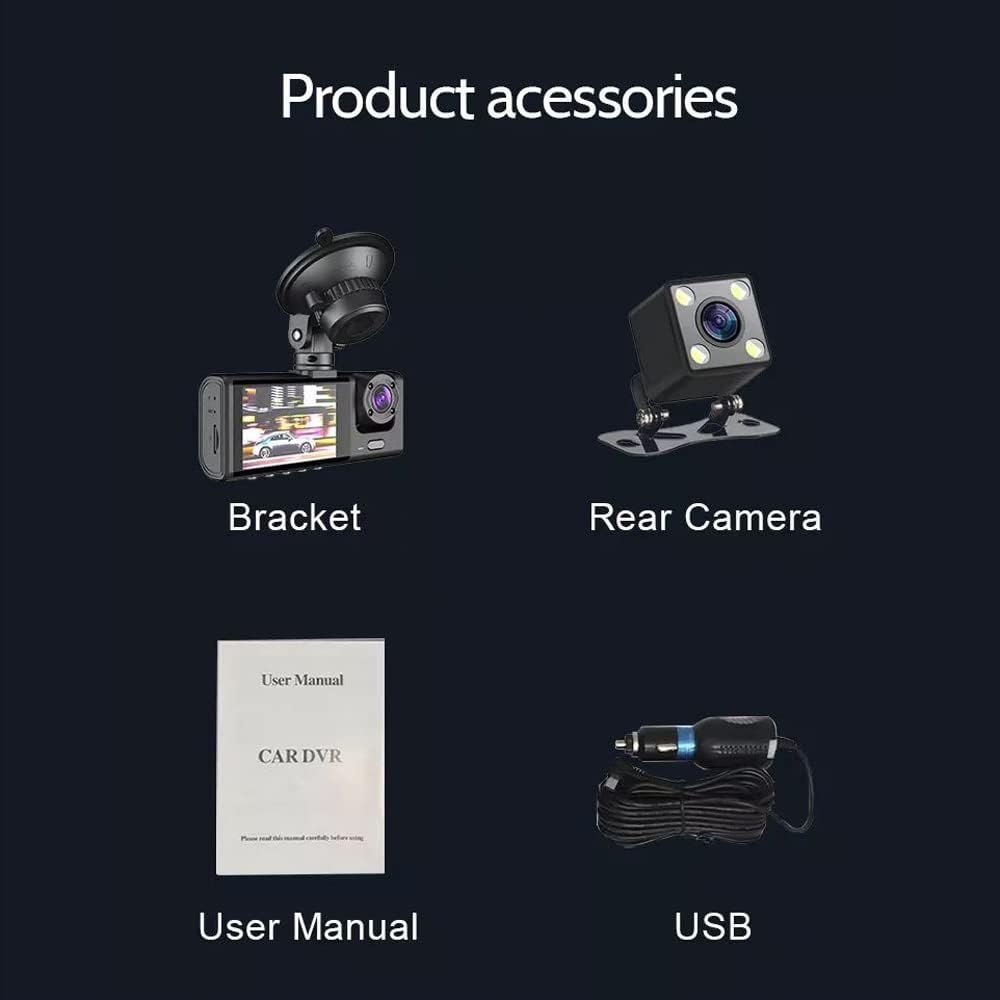 KAMERA SAMOCHODOWA GOOLSKY REJESTRATOR JAZDY AUTEM 3 KAMERY 1080P 140 ° Model s1