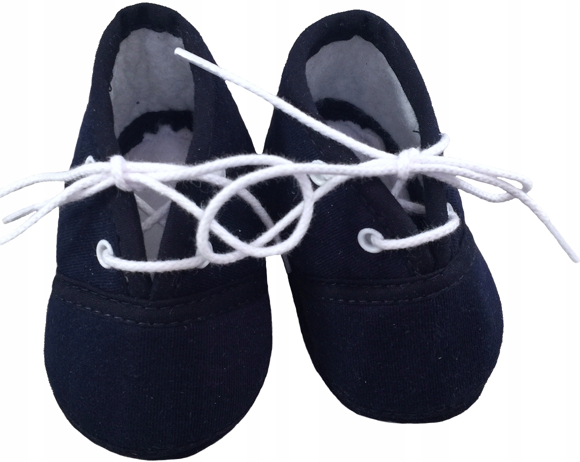 BUCIKI niemowlęce granatowe wiązane 11 cm