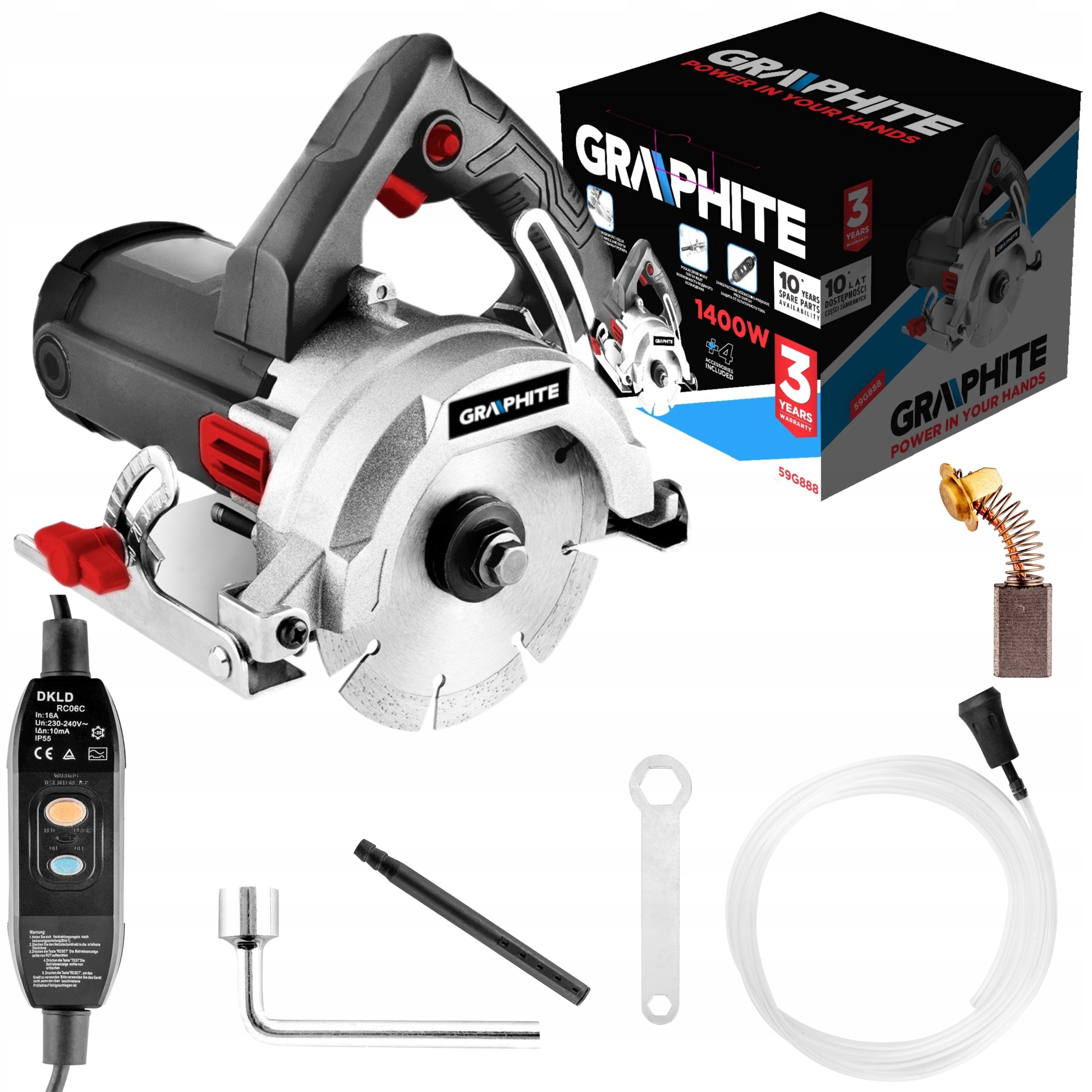 GRAPHITE PRZECINARKA GRESU KAMIENIA NA MOKRO SUCHO PIŁA PILARKA 1400W 125mm