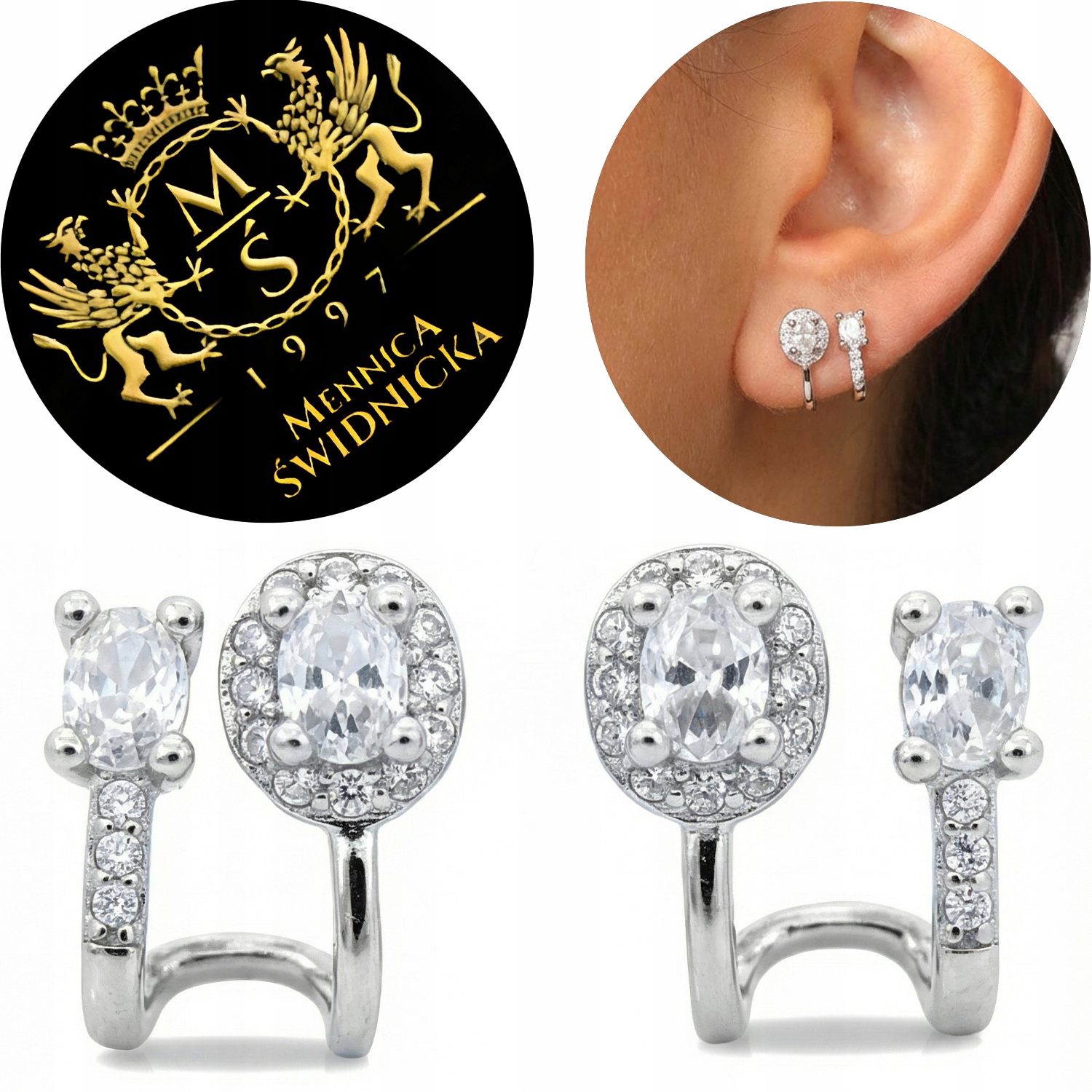 Stříbrné Náušnice 925 Náušnice Zirkony Elegantní Dámské Stříbro Dárek
