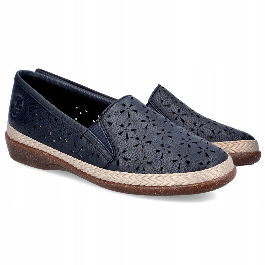 Dámské ažurové polobotky Rieker 47666-14 Blue, modré, Kůže Vel. 38