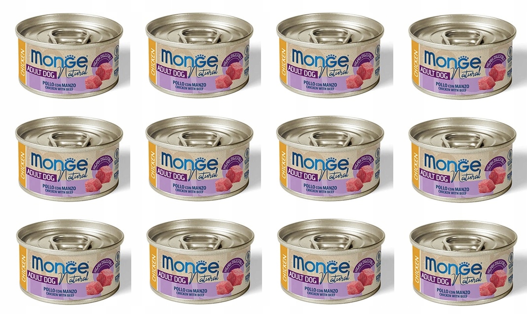 Levně Monge Dog Natural – kuřecí maso s hovězím masem 12 x 95 g