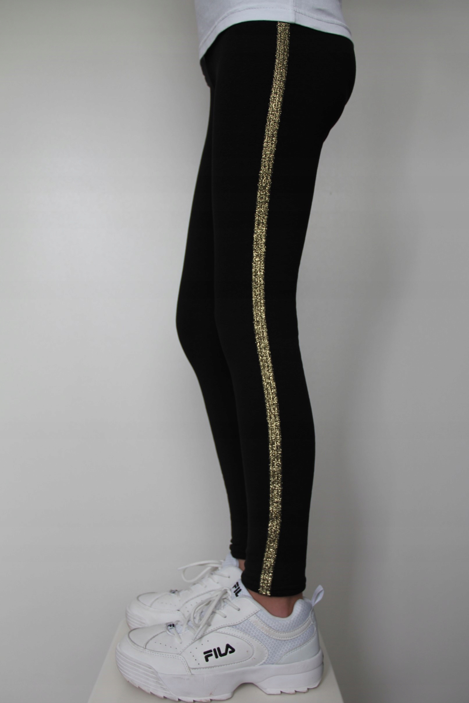 Legginsy Getry Czarne Złoty Lampas 140 Marka Inna marka