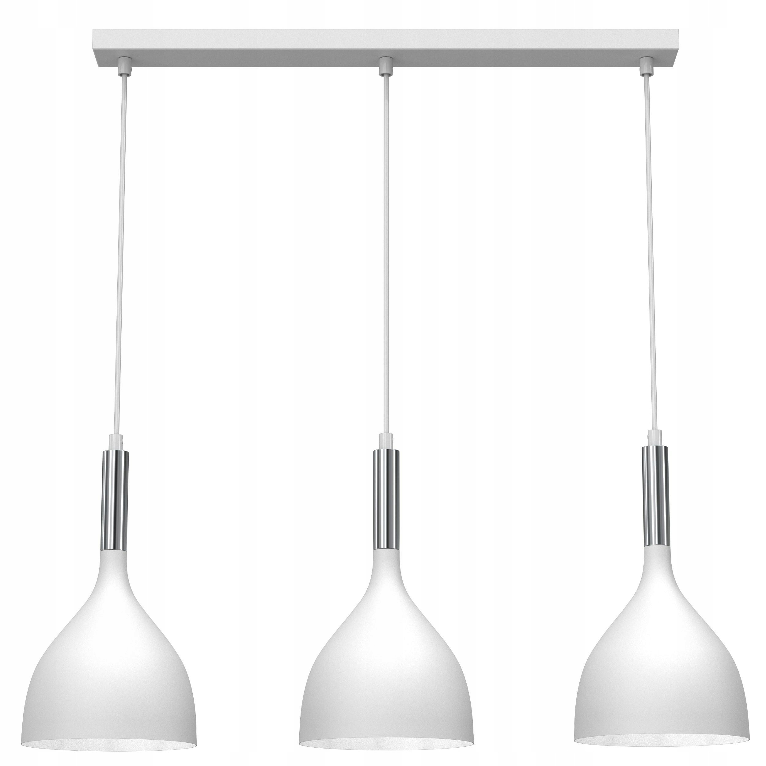 Stropní závěsná lampa Noak bílá stříbrná 3xE27 moderní do obývacího pokoje