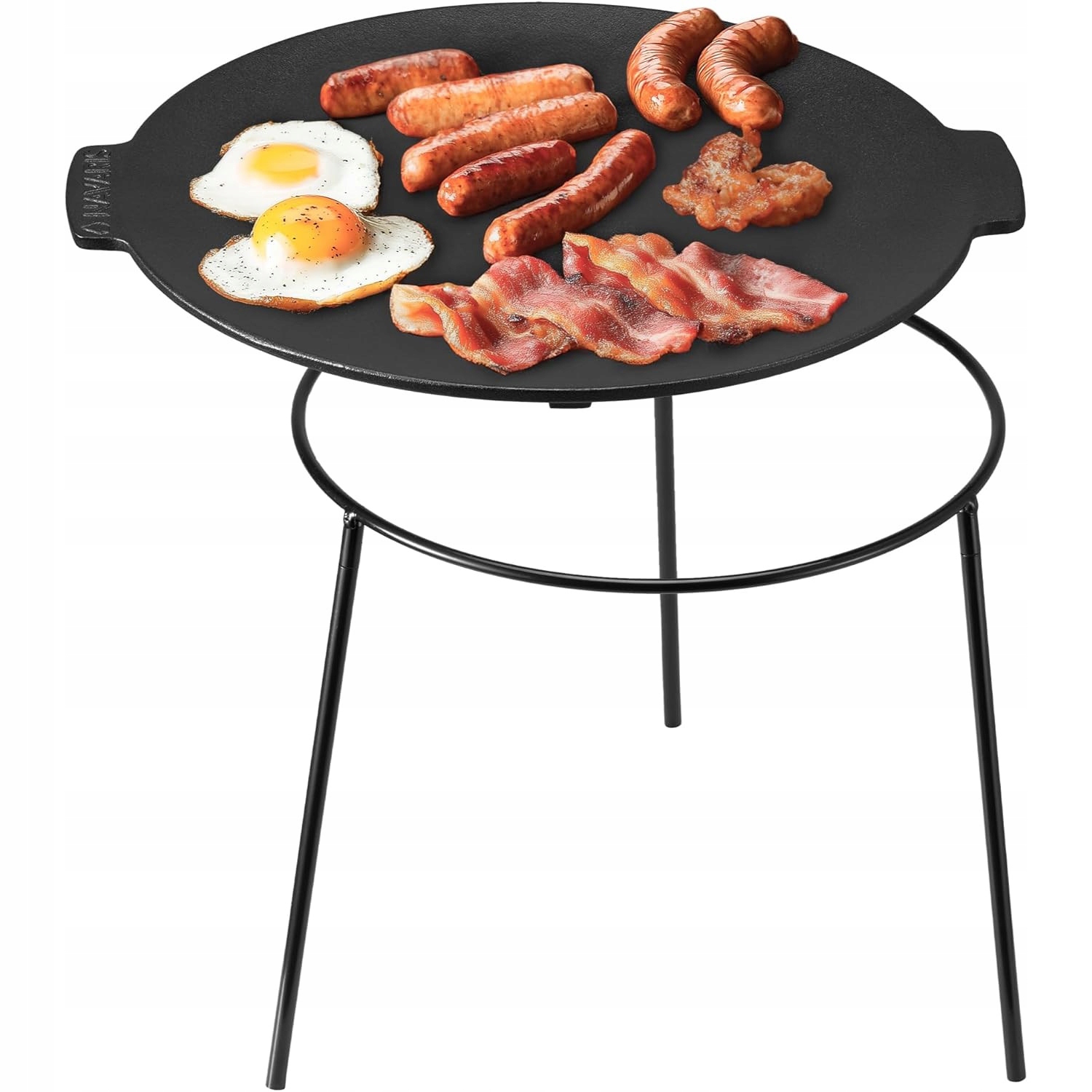 Navaris Grilovací tanier 34 cm liatinový s odnímateľnými nožičkami, čierny