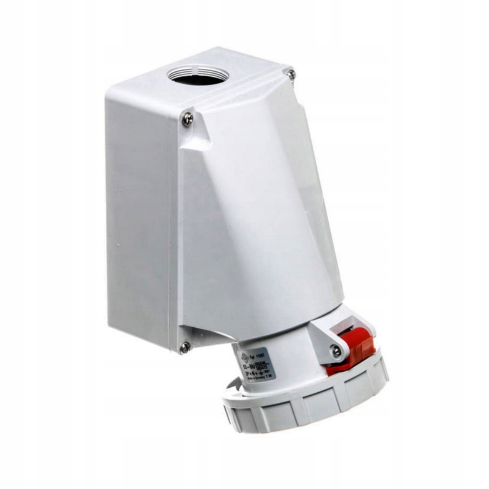 Silová Nástěnná Zásuvka 63A 5P 400V IP67 Hermetická 3P+N+Z Červená