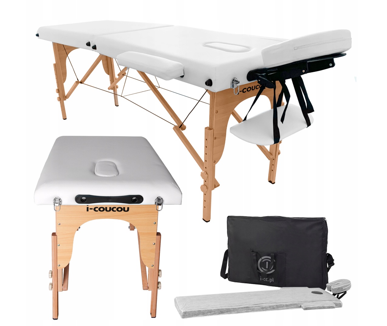 Łóżko Kosmetyczne Stół do Masażu Rzęs Składany Przenośny Drewniany Leżanka