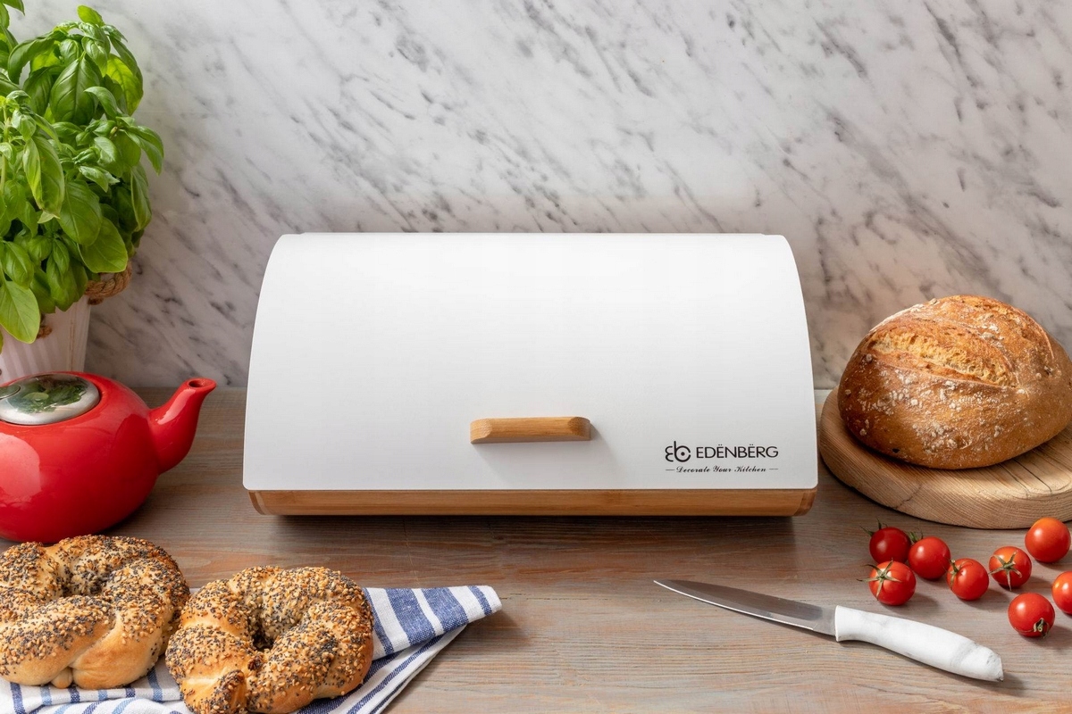 NOWOCZESNY CHLEBAK BAMBUSOWY POJEMNIK POKRYWA STALOWA EDENBERG EB 123 EAN (GTIN) 6907900531235