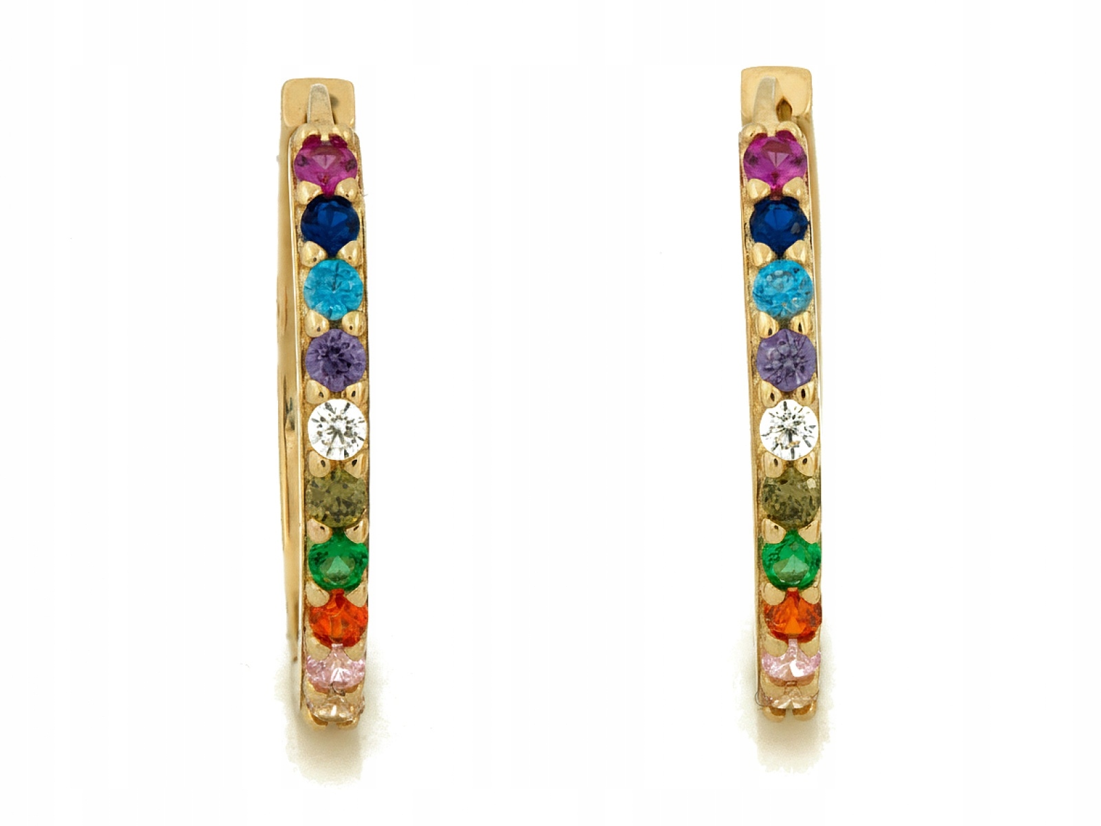 Zlaté Náušnice Pro Ženu 585 anglické oválné s barevnými zirkony