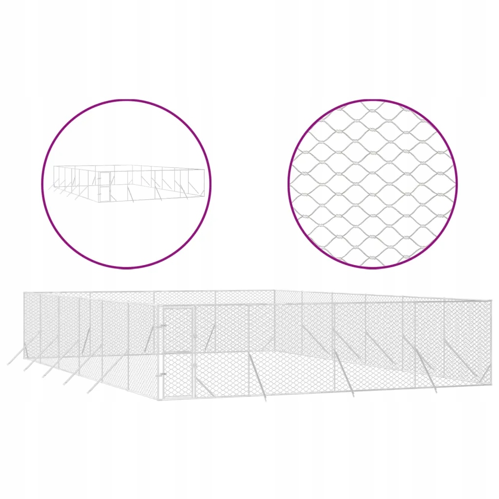 Levně Kotec venkovní pro psa, 8x12x2 m, ocel galvanizovaná