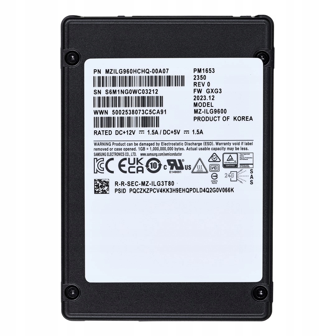 Dysk Ssd Dysk Ssd Samsung PM1653 960GB 2.5" Sas 24Gb/s MZILG960HCHQ-00A07