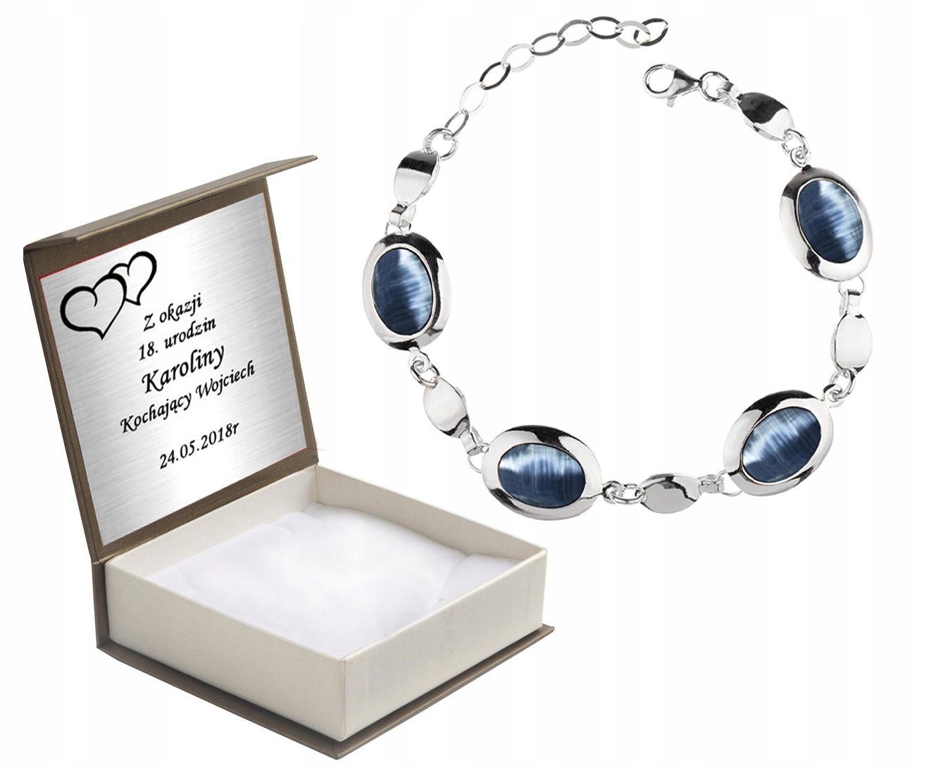 

Bransoletka Z Szarymi Kamieniami Na Prezent+grawer