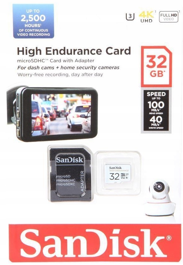 

Karta Sandisk High Endurance micro Sdhc 32GB V30