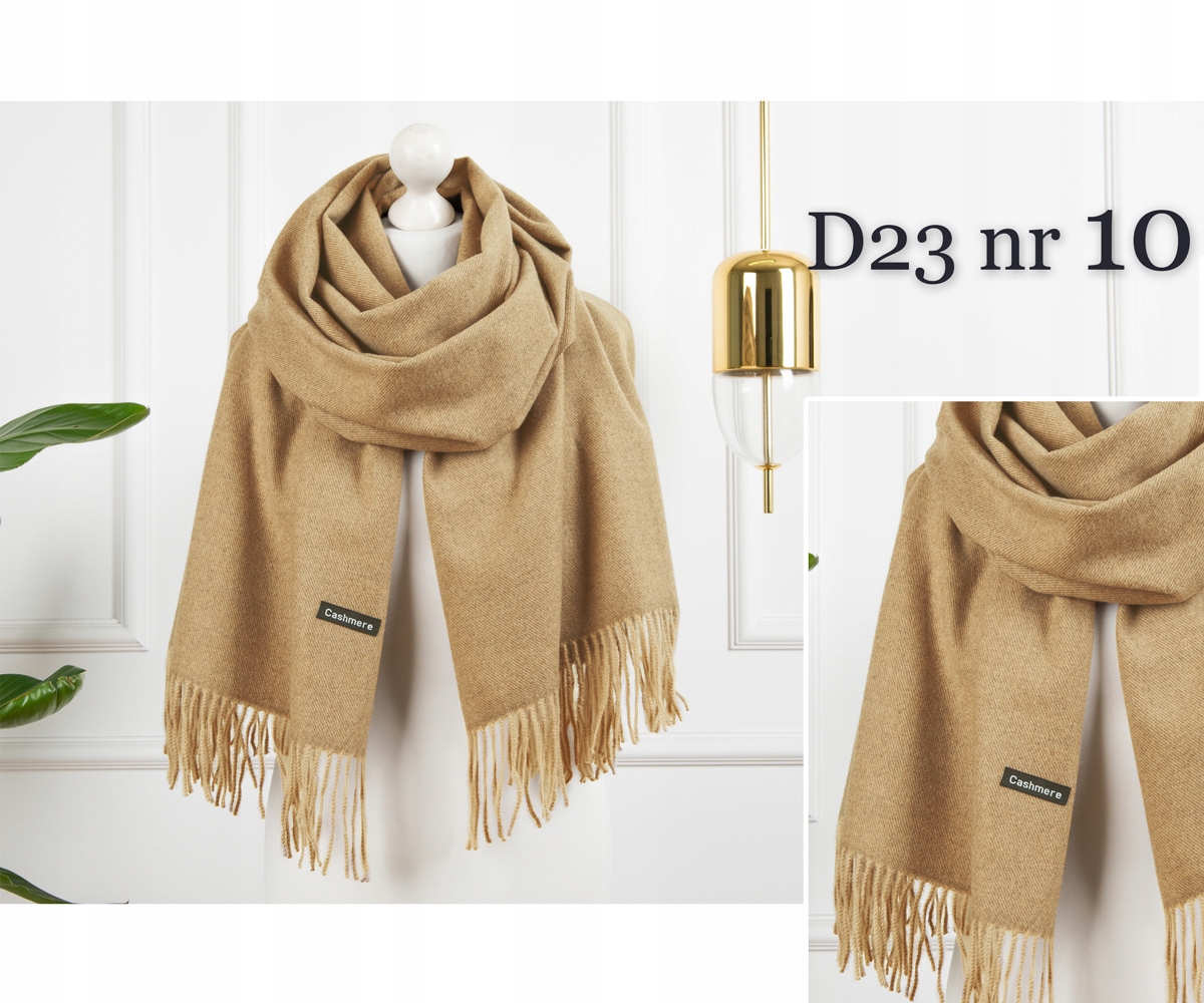 KASZMIROWY MODNY SZALIK CZEKOLADOWY BRĄZ ELEGANCKI CIEPŁY SZAL Materiał dominujący kaszmir