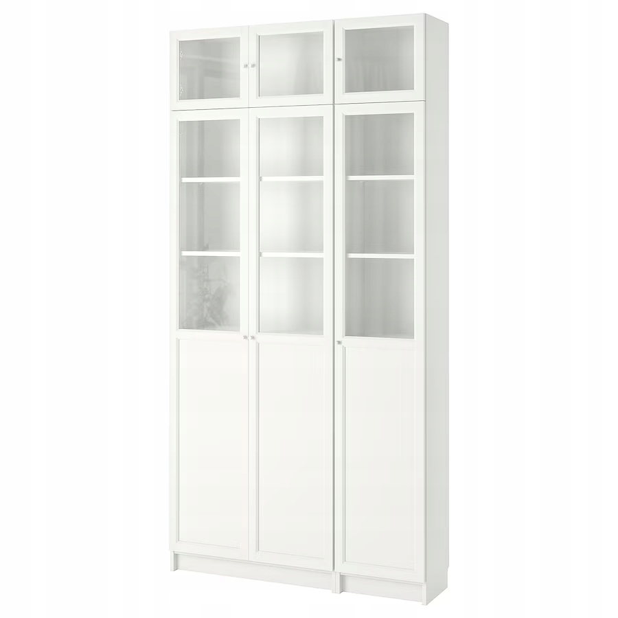IKEA BILLY OXBERG Regál biele sklo 120x30x237 cm