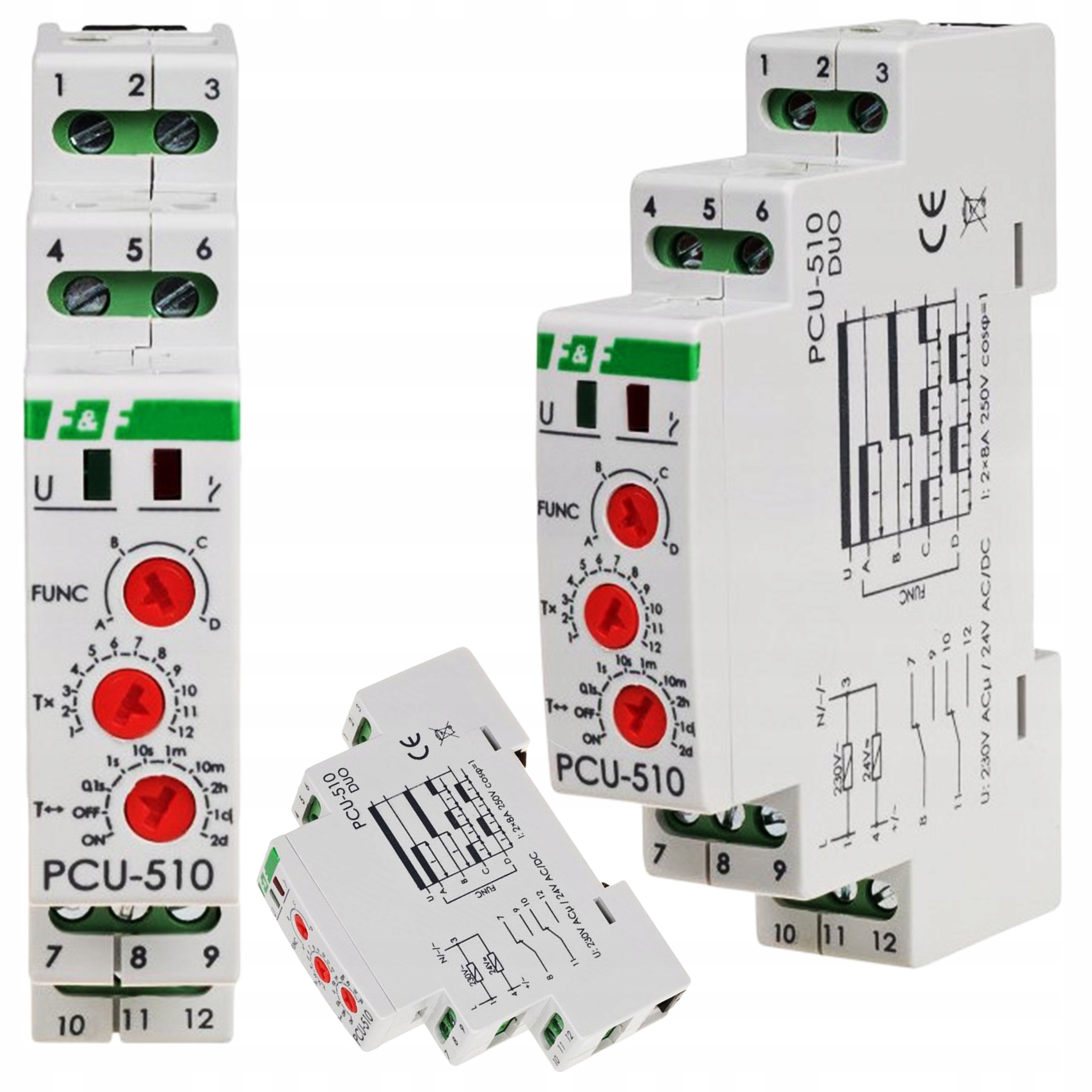 Multifunkční Časový Relé 2P 230VAC 24VAC/DC 2x8A 1M 2×NO/NC F&f