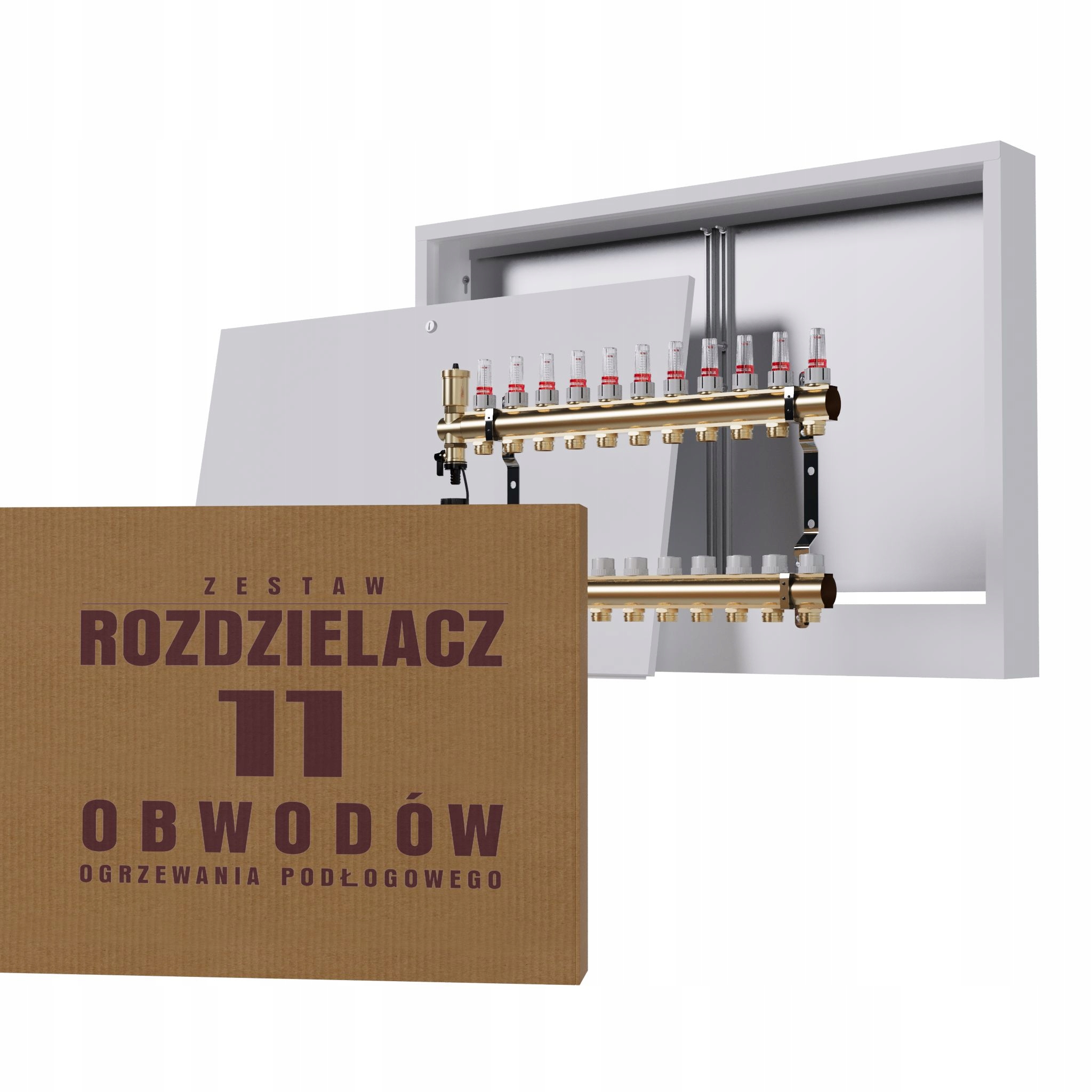 Rozdělovač pro podlahu 11 okruhů s čerpací skupinou Wilo nástěnná skříňka
