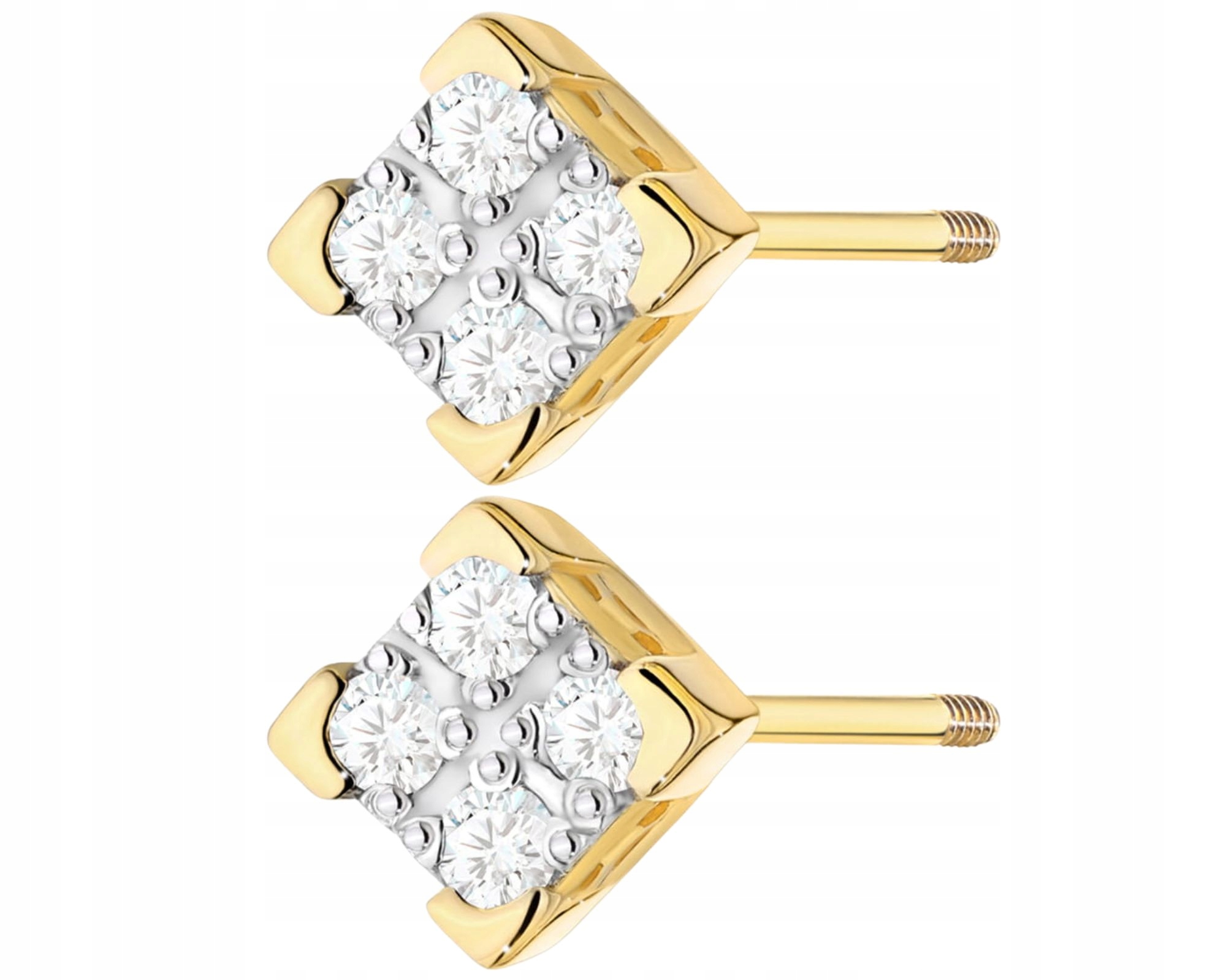 Zlaté Náušnice S Diamanty, Zlatá Šroubovací Tyčinka 585 Jako Dárek, Gravírování