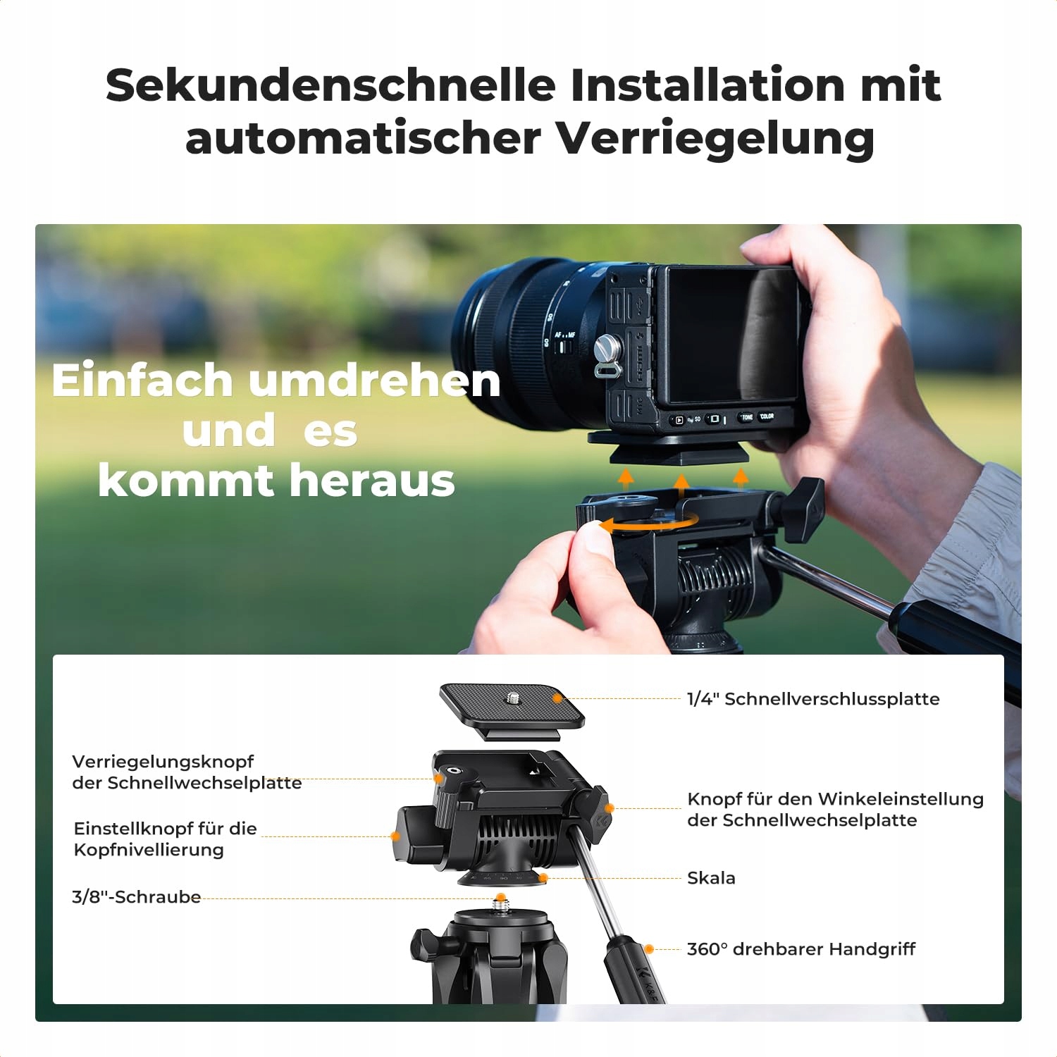 K&F CONCEPT Lekki Statyw 172cm Do Aparatów i Smartfonów Z Torbą — miniatura 5