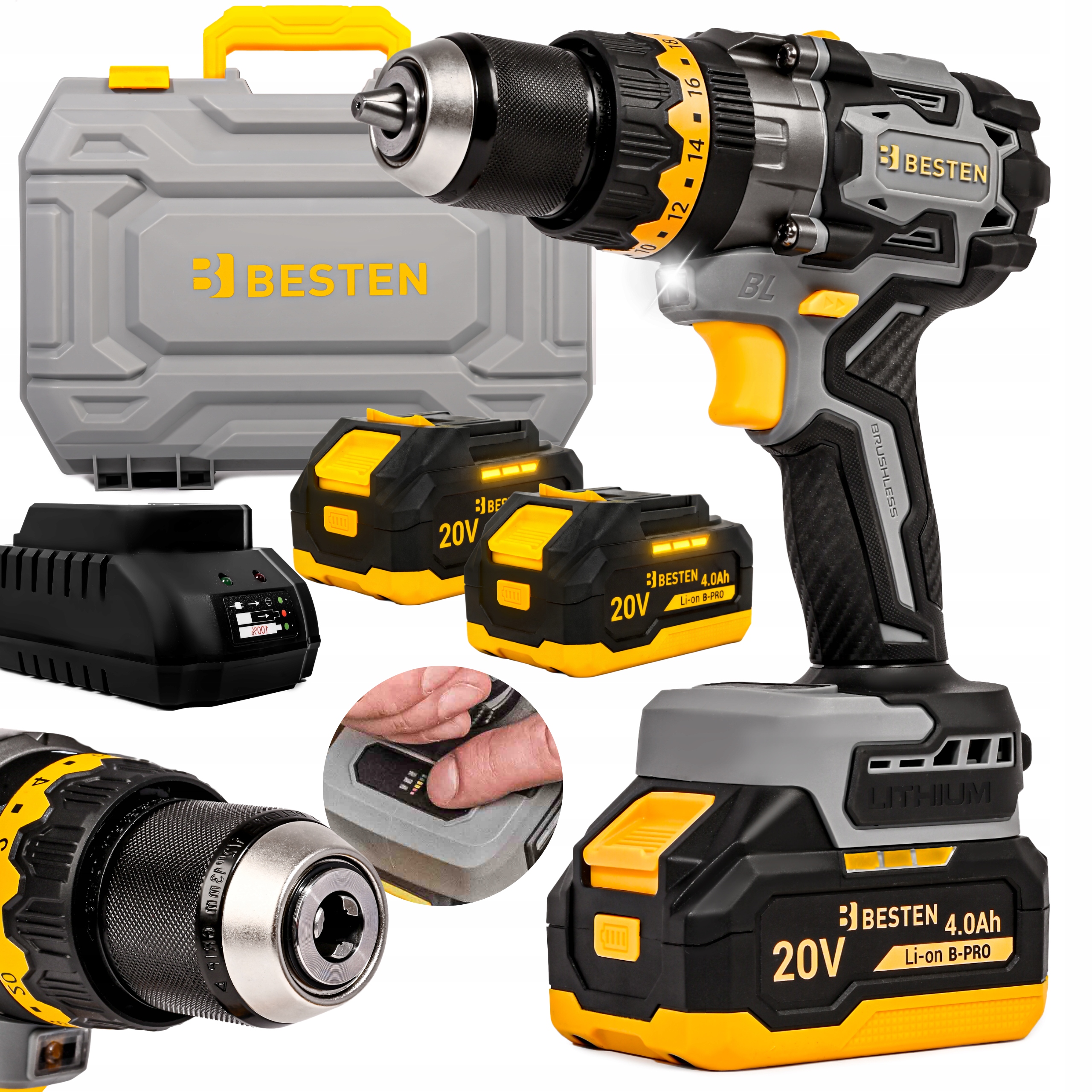 Aku Vrtačka akumulátorová bezkartáčová příklepová 150 Nm 20V 2x 4,0Ah