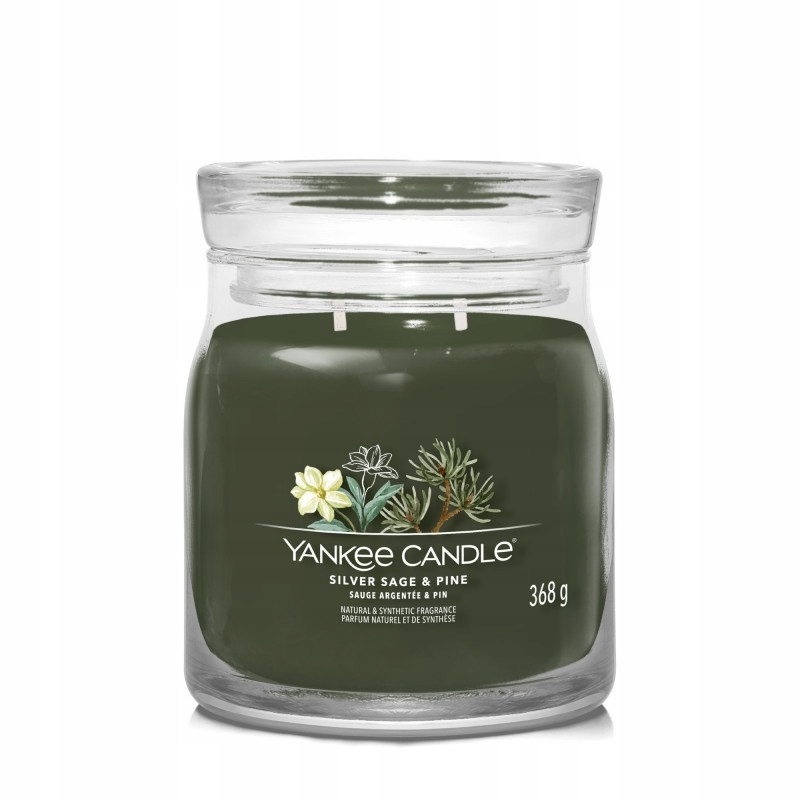 Vonná svíčka Střední sójová svíčka Silver Sage & Pine Yankee Candle