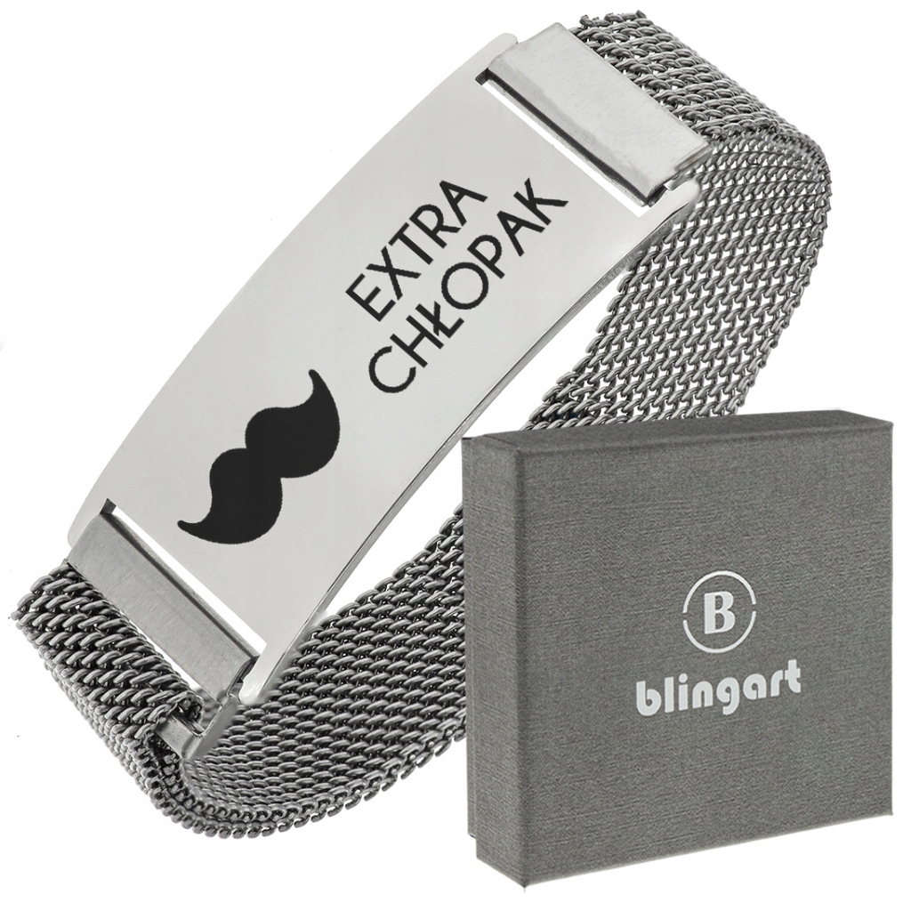 

Bransoletka z Grawerem stalowa Mesh kolory Prezent