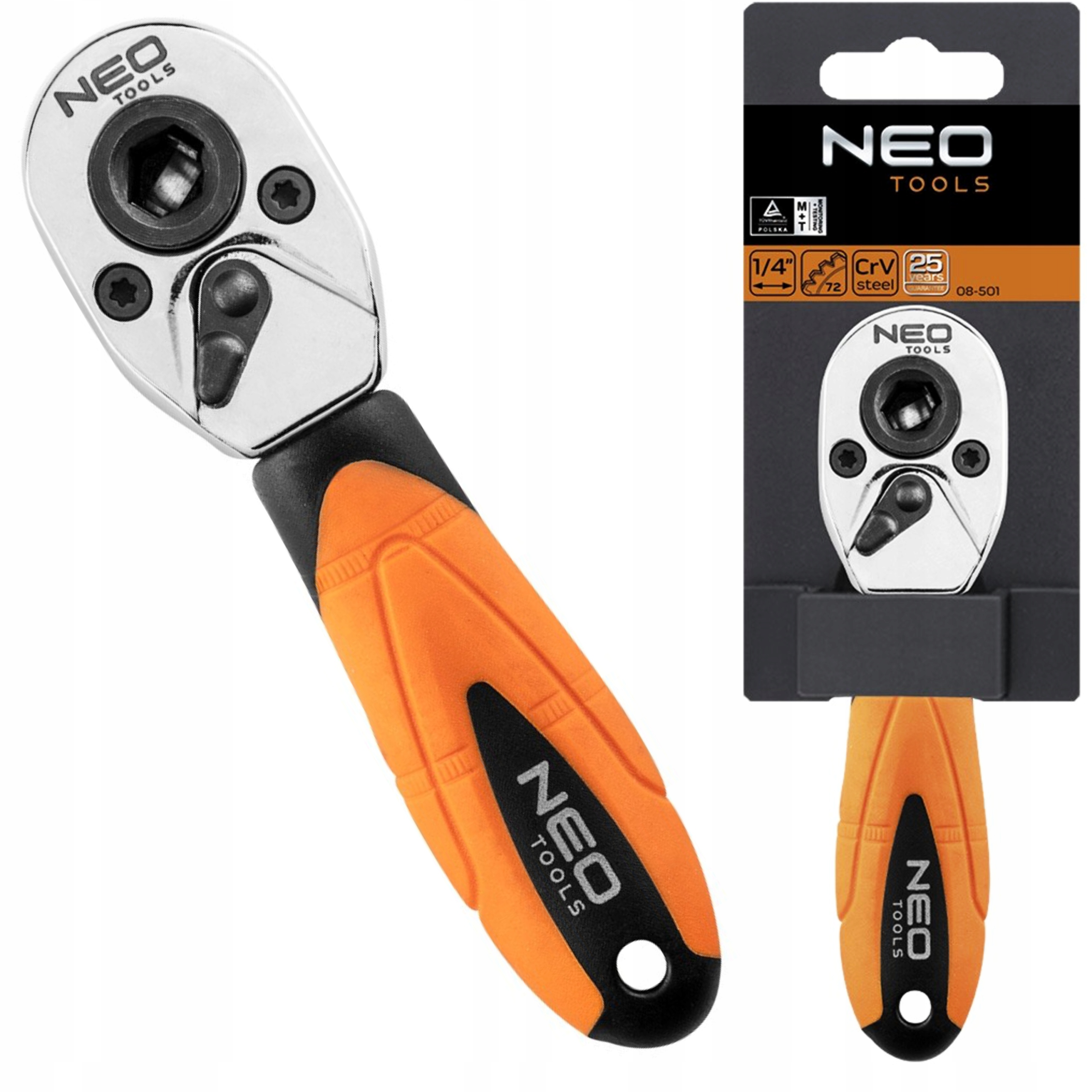 Neo Tools Račňa Na Bity A Nástavce 1/4" 105 MM Mini 08-501