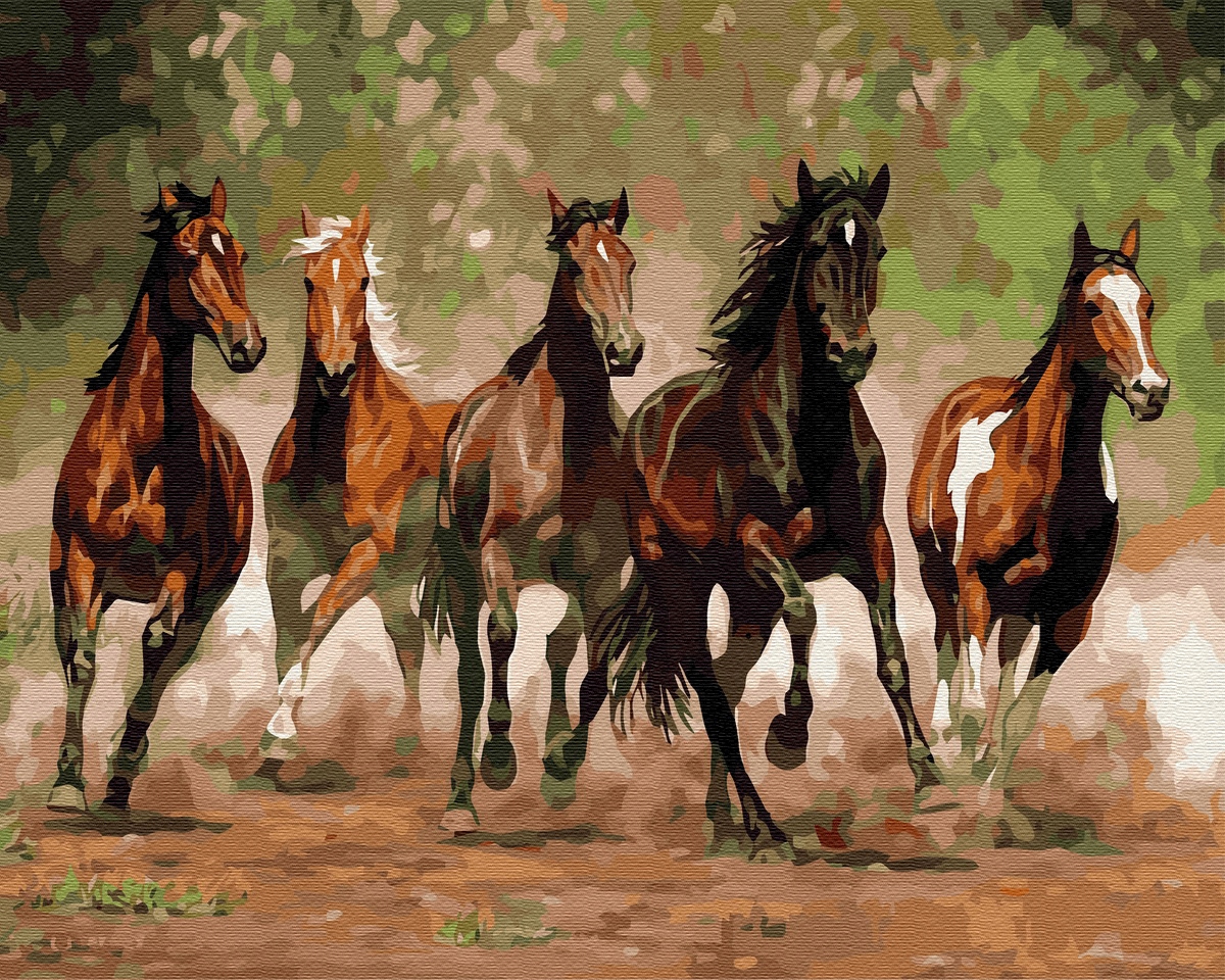 Malování podle čísel Stádo koní 40x50cm