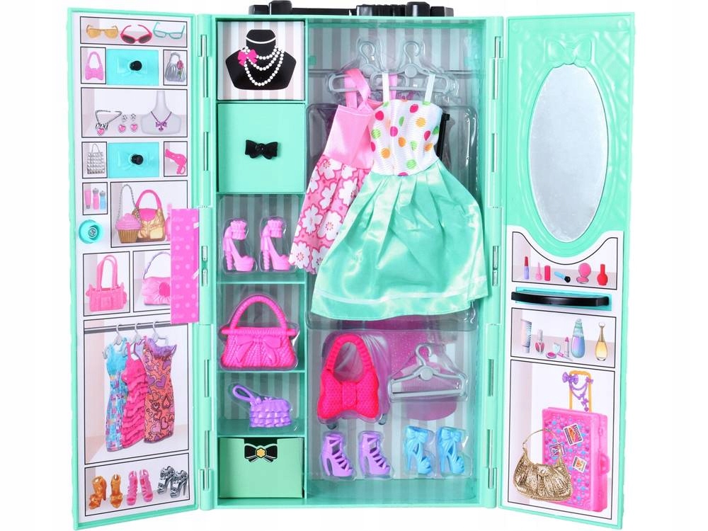 Szafa Garderoba Dla Lalki Barbie Z Wyposażeniem Ubrania Akcesoria 6+ Askato Marka Askato