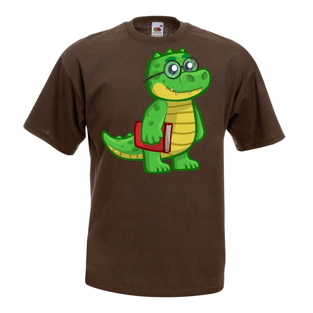 

Koszulka krokodyl nerd książka XL brązowa