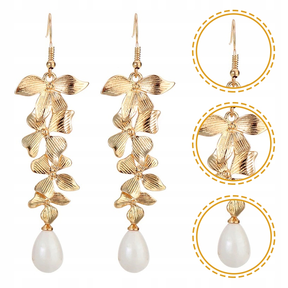 KOLCZYKI NIEPLEJĄCE WARSTWOWE PERŁY ORCHIDEI Marka bez marki