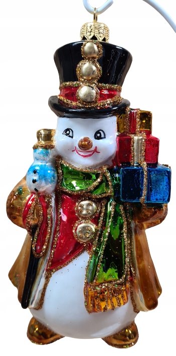 

Bombka szklana kształtka Bałwanek W Kapeluszu