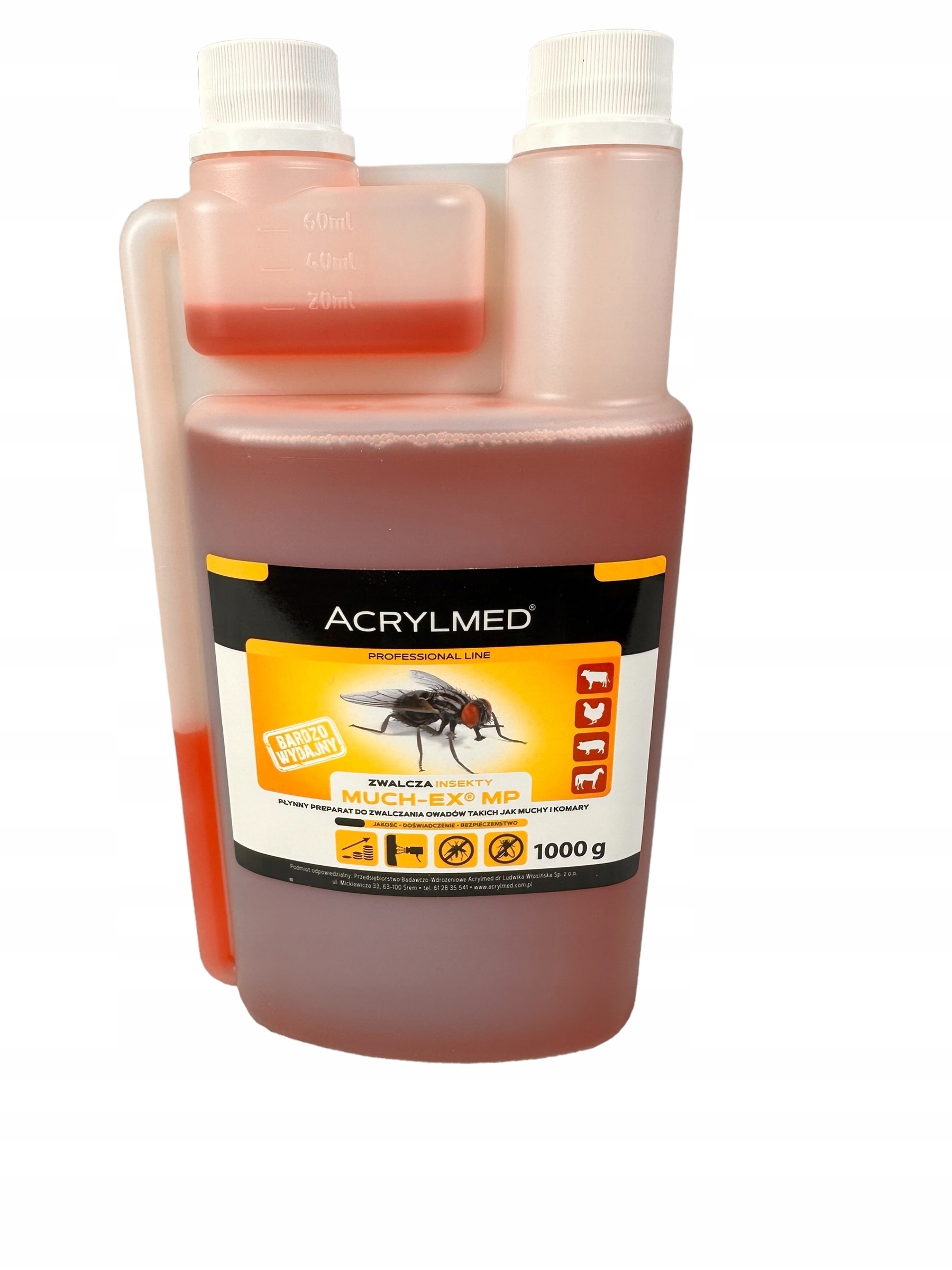 Płyn przeciwko komarom, muchom Acrylmed 1000 ml 1kg Pułapka Do 2 szt